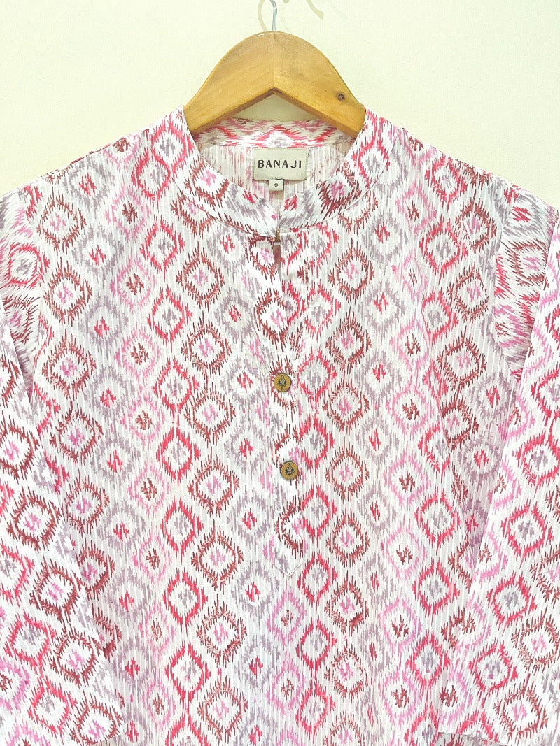 Pink Ikat Kurta Pant Co-Ord Set