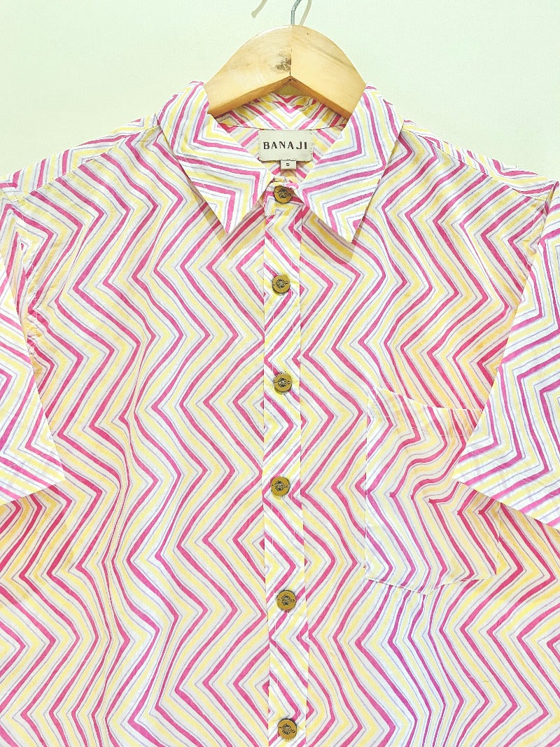 COTTON BLOCK PRINTED HALF SLEEVE SHIRT