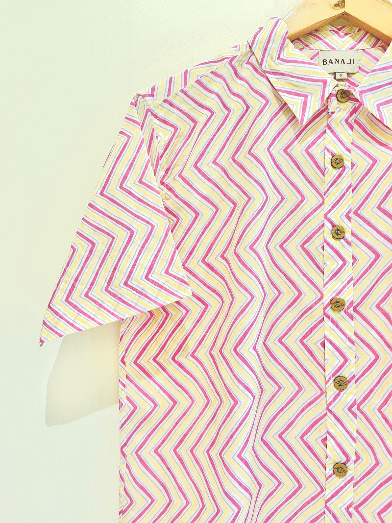 COTTON BLOCK PRINTED HALF SLEEVE SHIRT