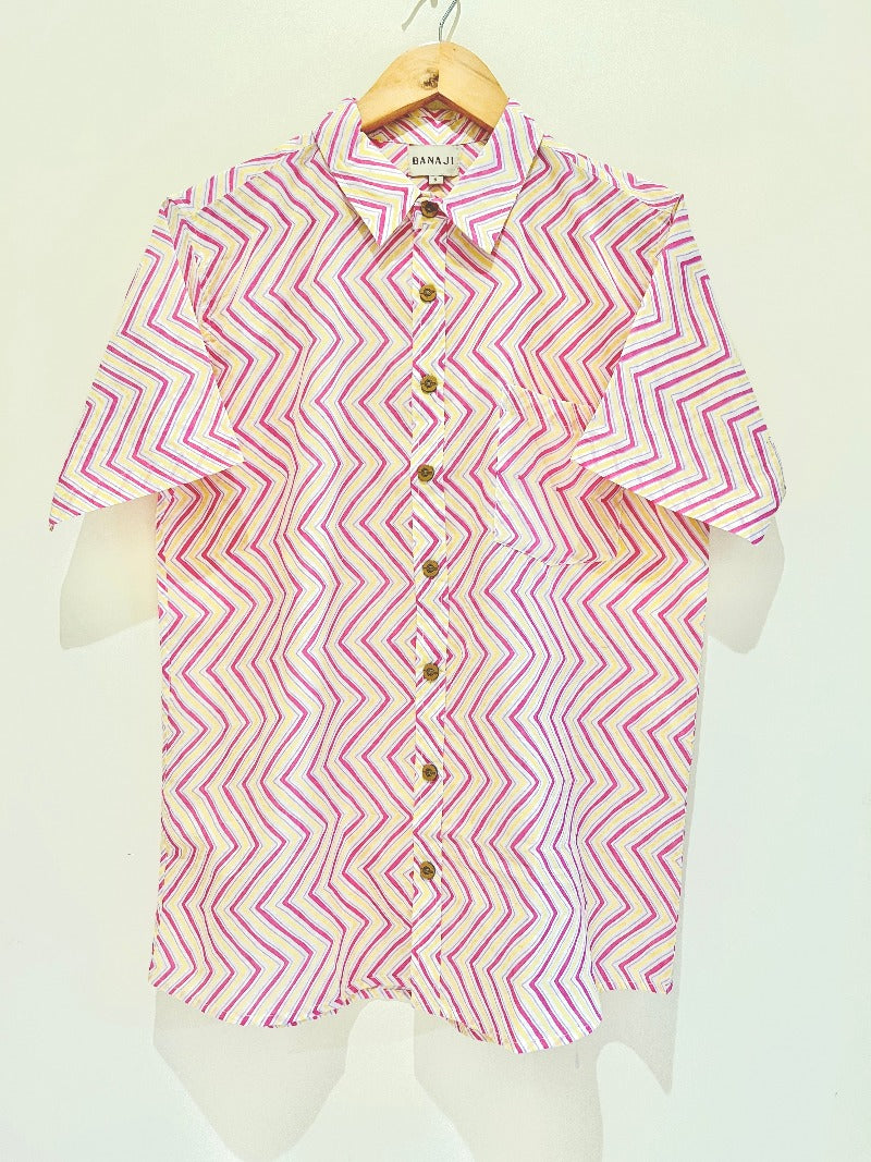 COTTON BLOCK PRINTED HALF SLEEVE SHIRT