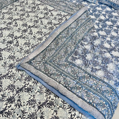 Grey Flower Jaipuri Razai