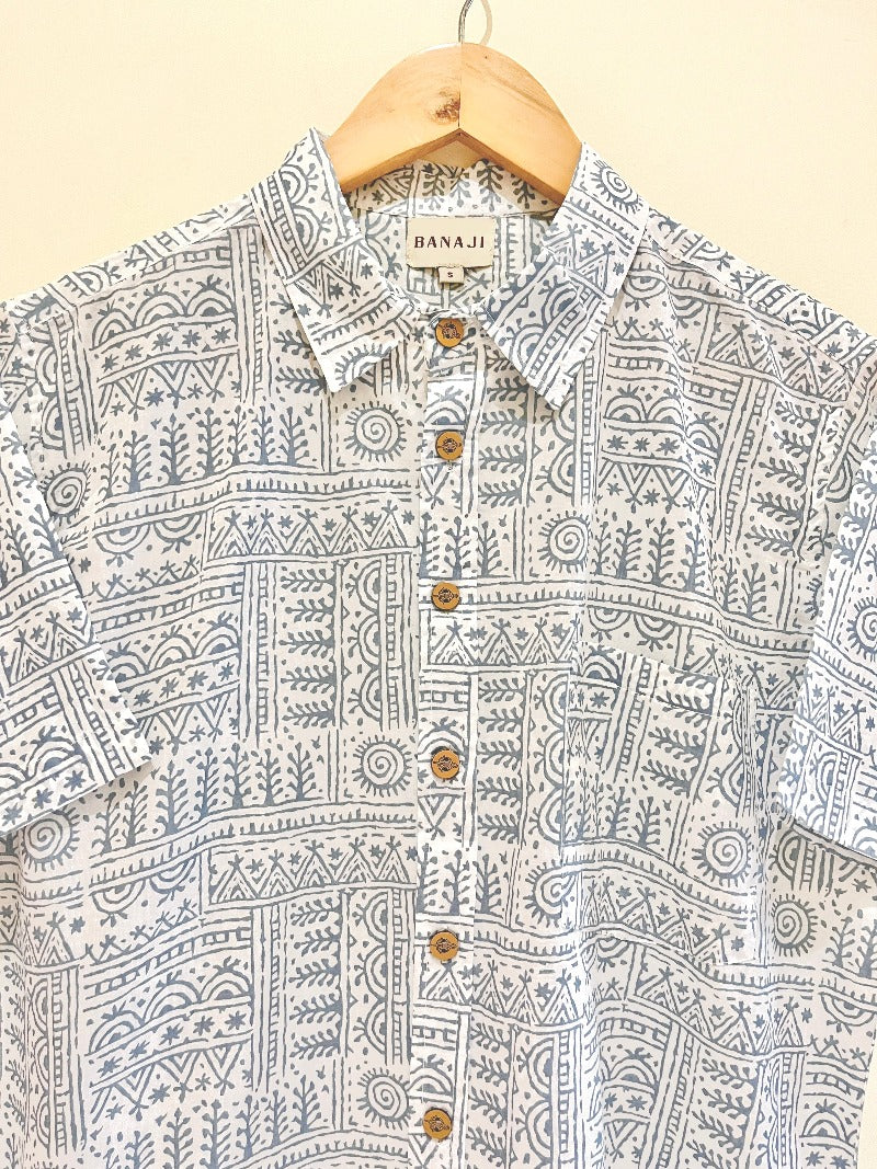 COTTON BLOCK PRINTED HALF SLEEVE SHIRT