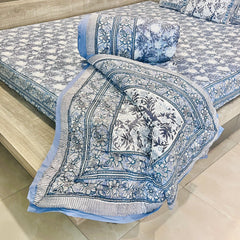 Grey Flower Jaipuri Razai