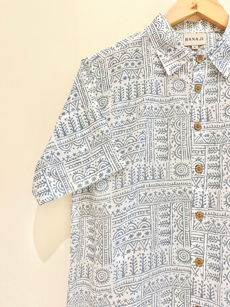 COTTON BLOCK PRINTED HALF SLEEVE SHIRT