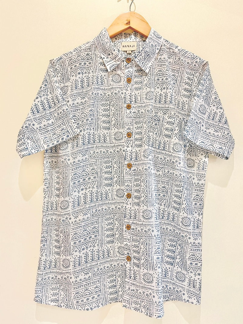COTTON BLOCK PRINTED HALF SLEEVE SHIRT