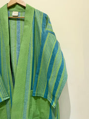 Green Stripe Printed Bath Robe