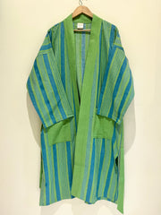 Green Stripe Printed Bath Robe
