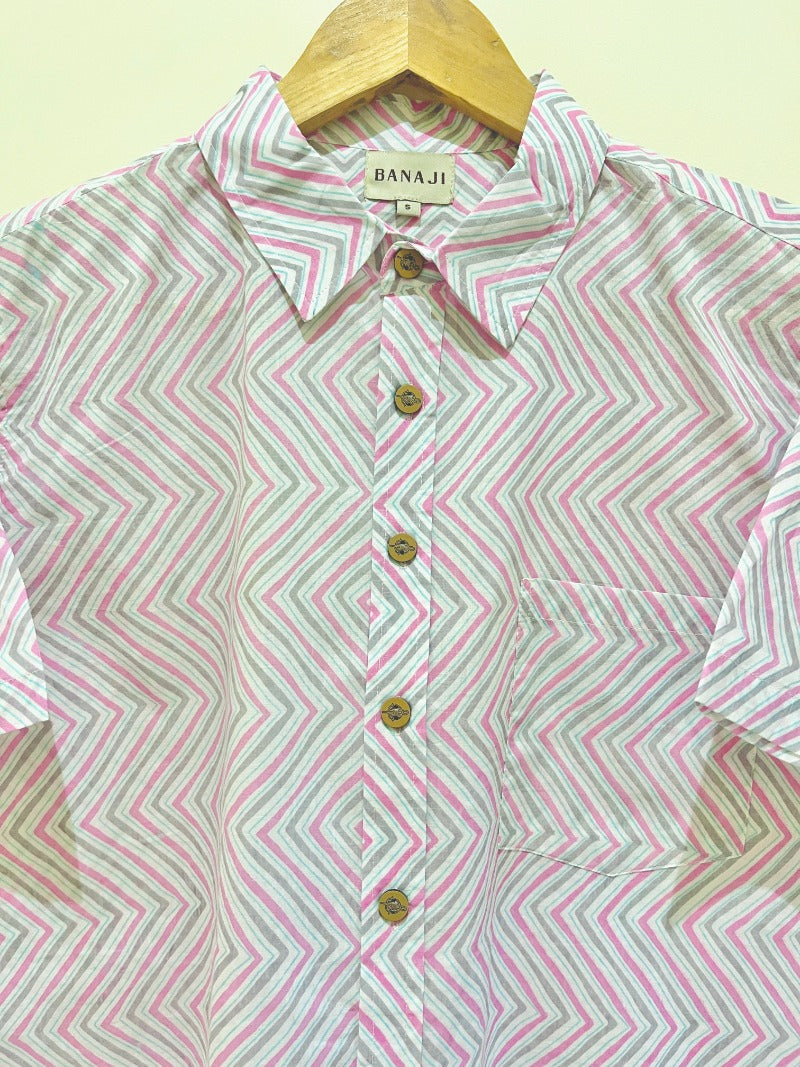 COTTON BLOCK PRINTED HALF SLEEVE SHIRT
