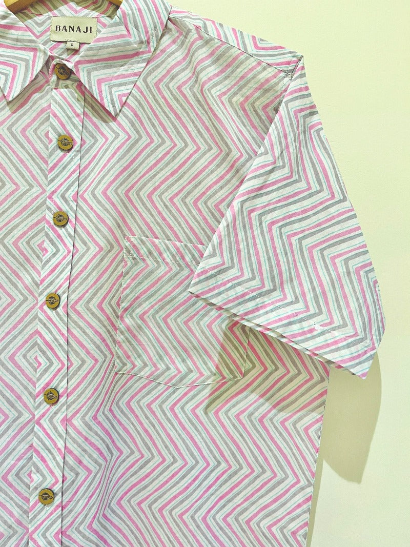 COTTON BLOCK PRINTED HALF SLEEVE SHIRT