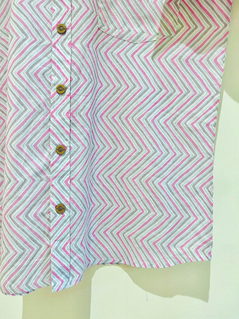COTTON BLOCK PRINTED HALF SLEEVE SHIRT