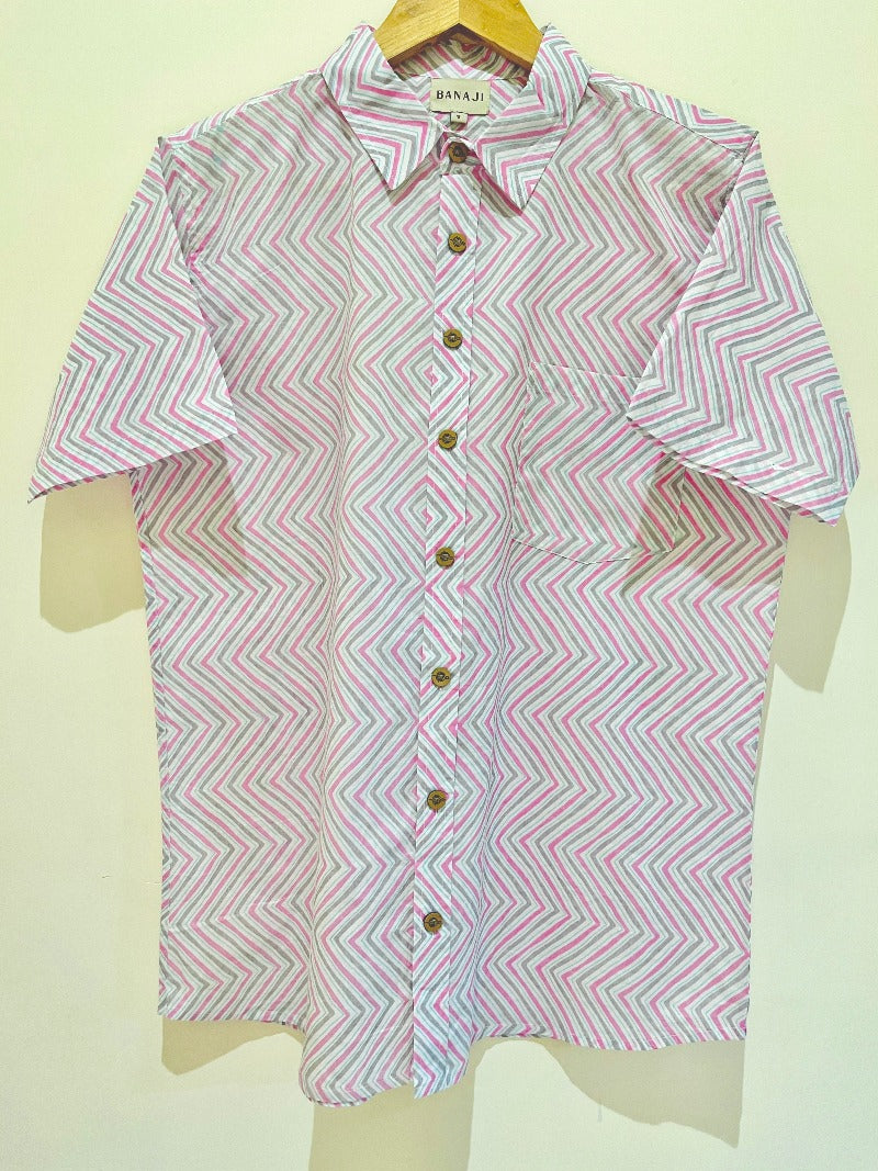 COTTON BLOCK PRINTED HALF SLEEVE SHIRT