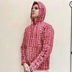 Red Printed Printed Hoodie