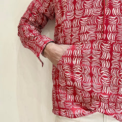 Red Printed Printed Hoodie