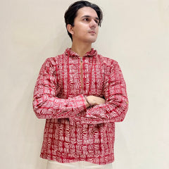 Red Printed Printed Hoodie