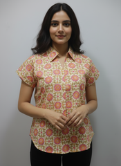 Pink Floral Cotton Top