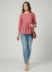 Rosewood Block Print Cotton Top