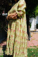 'Maheshwari Silk' Olive Green Printed Dress