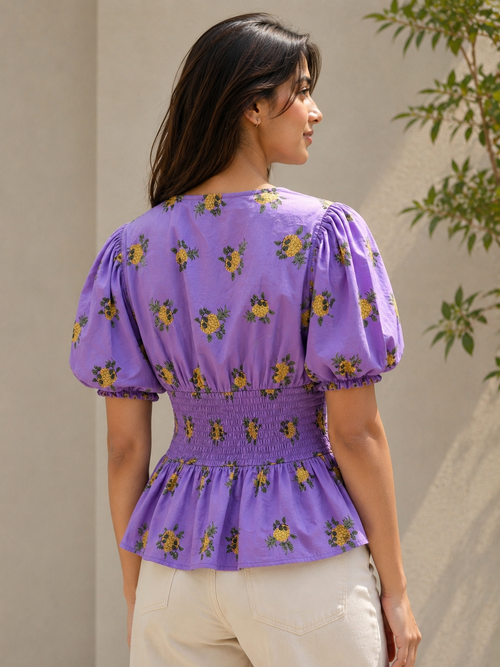 Pineapple Smocked Cotton Top