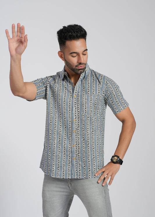 Cotton Block Printed Half Sleeve Shirt