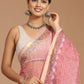 Pink Blossoms: Beautiful Pink Buta Print Kota Doria Saree