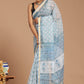 Whispering Blooms: Light Blue Floral Print Kota Doria Saree