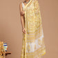 Yellow and White Floral Print Kota Doria Saree