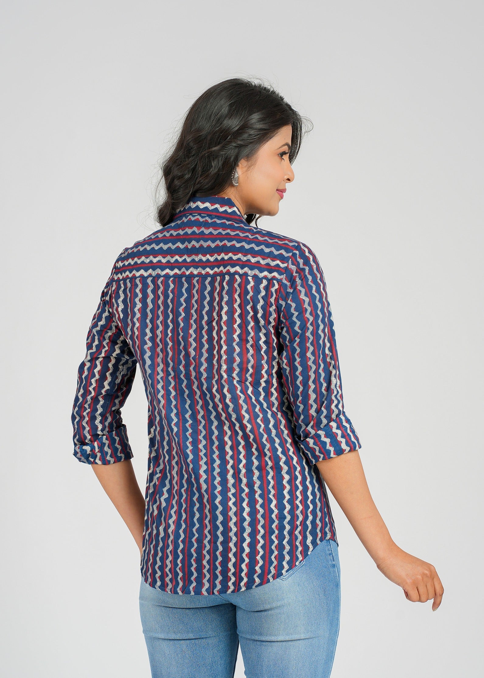 Block Printed Cotton Women's Shirt