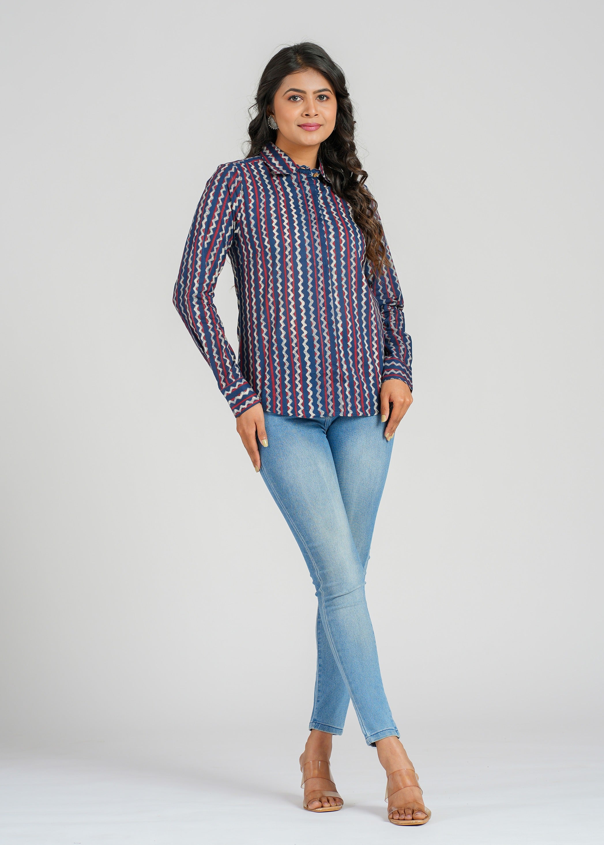 Block Printed Cotton Women's Shirt