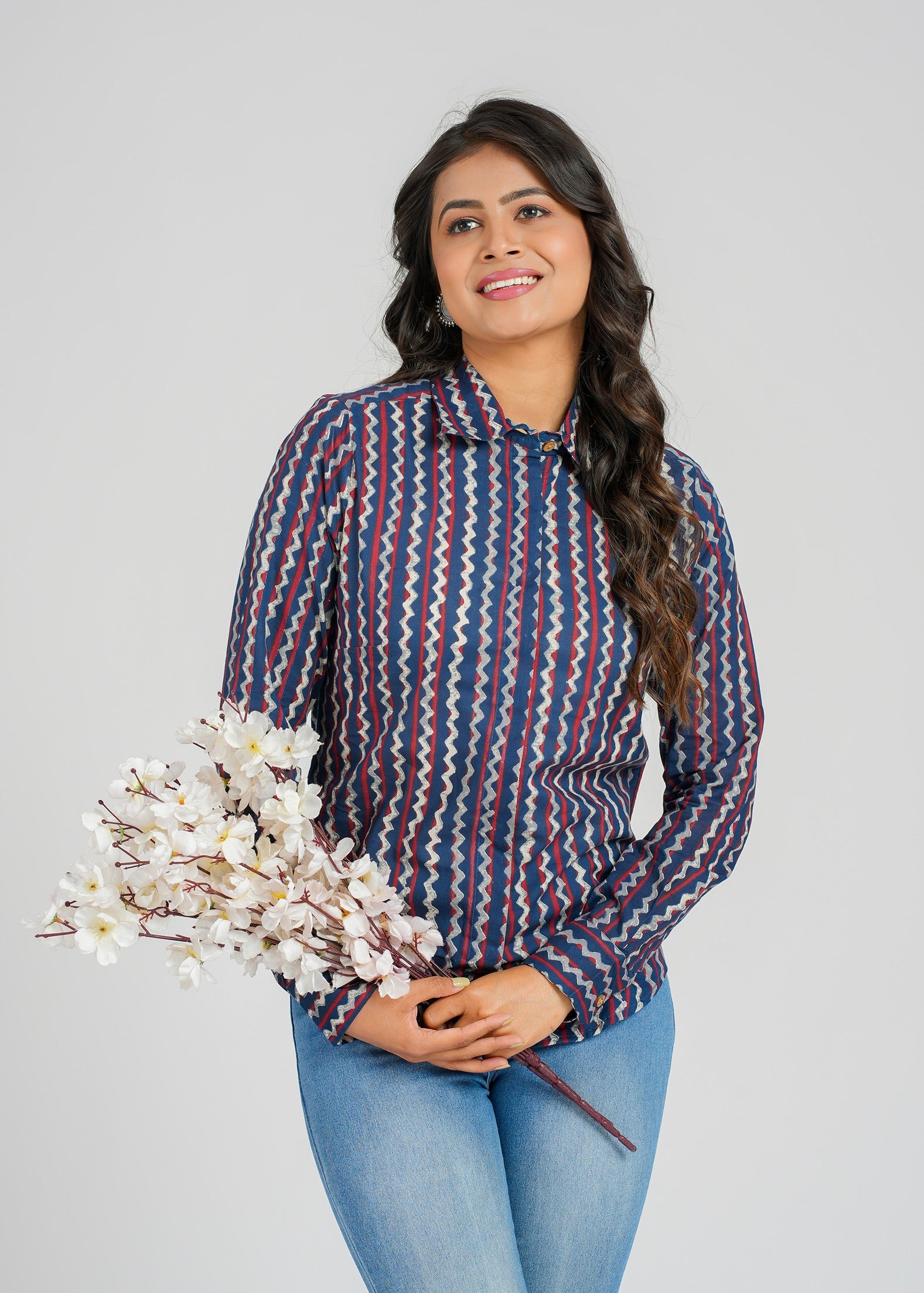 Block Printed Cotton Women's Shirt