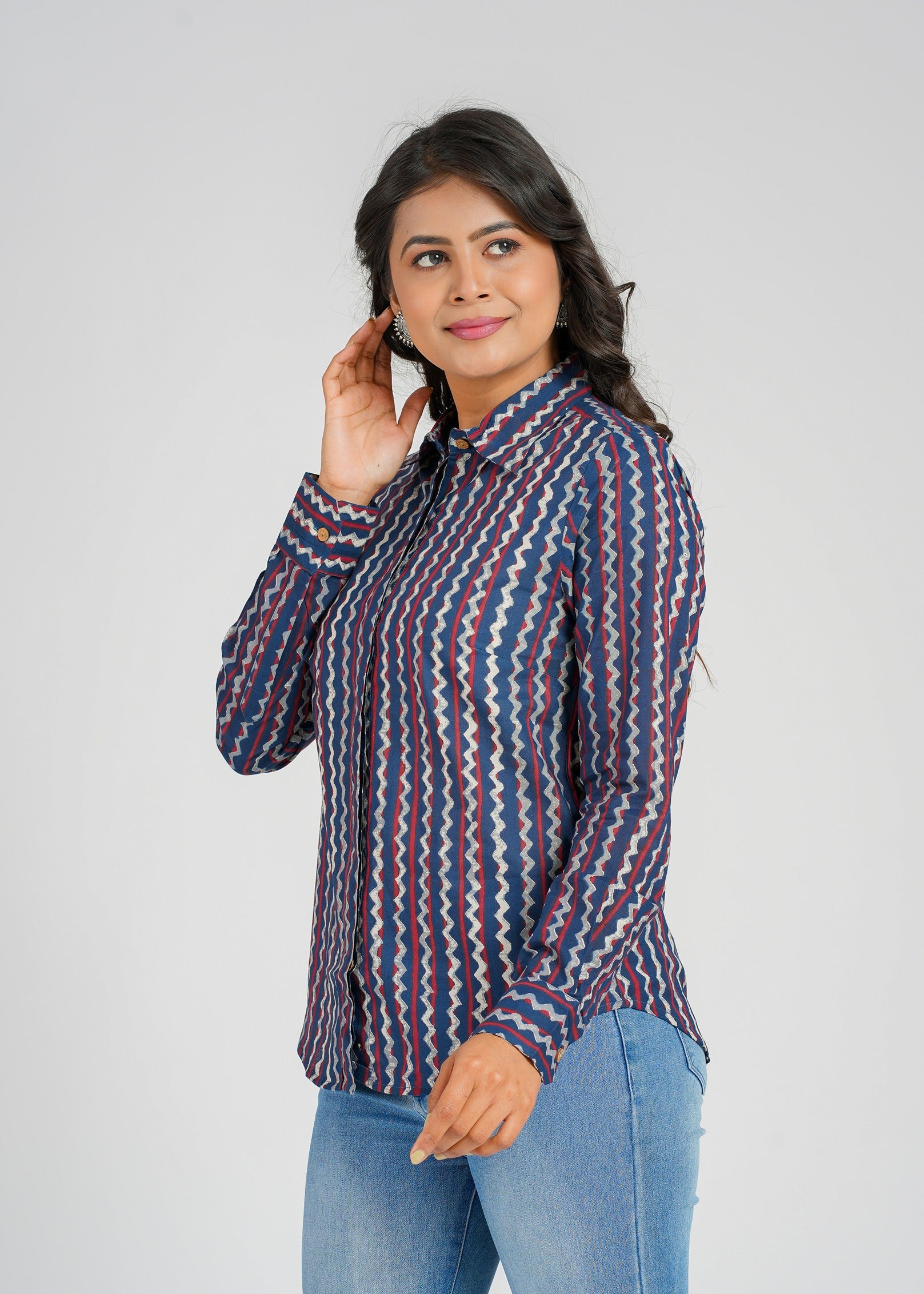 Block Printed Cotton Women's Shirt