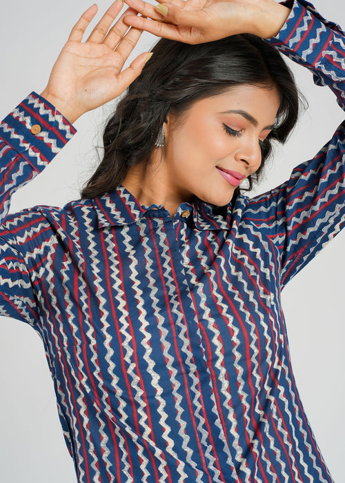 Block Printed Cotton Women's Shirt