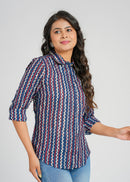 Block Printed Cotton Women's Shirt