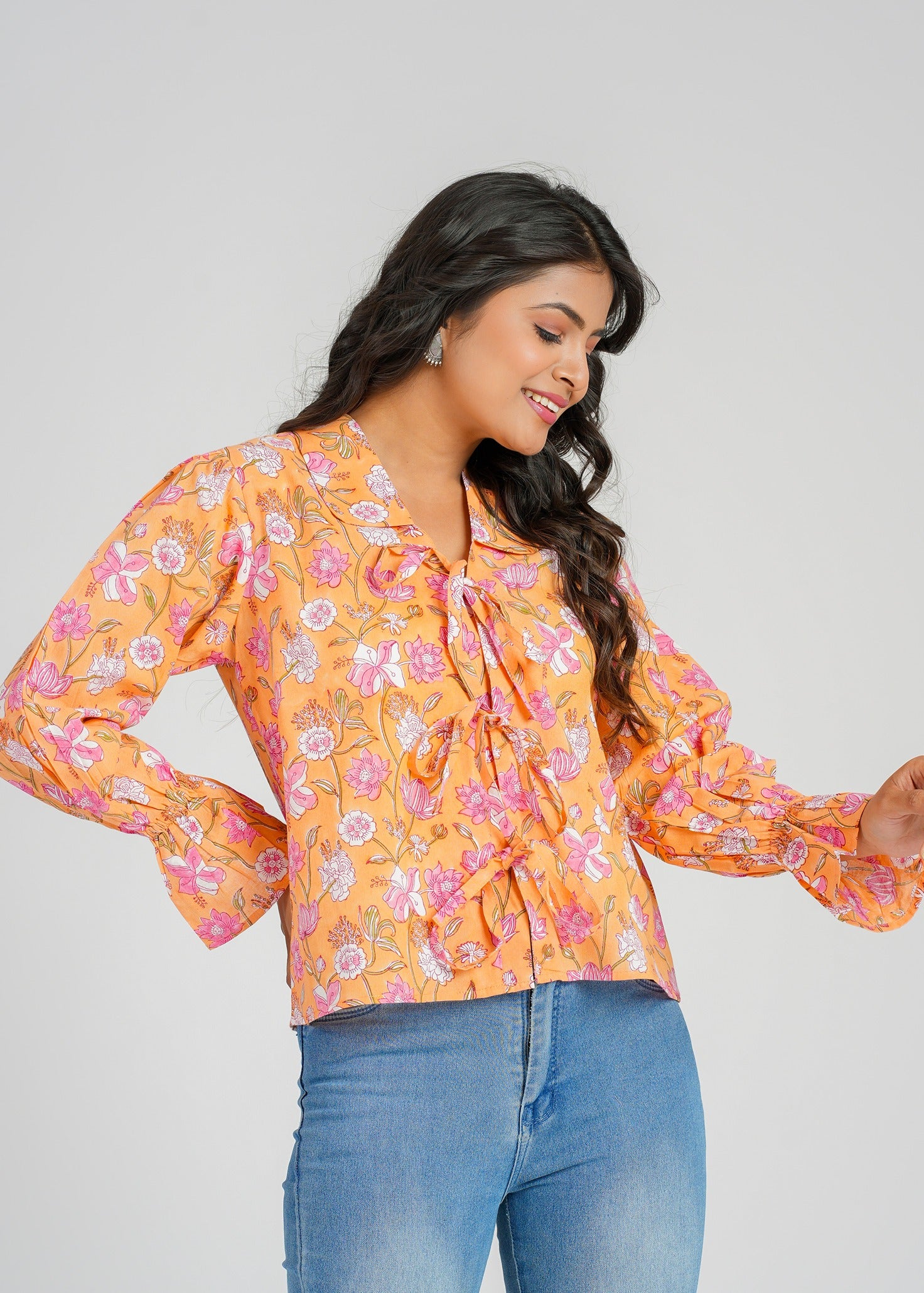 Pumpkin Block Printed Short Top Pre-order