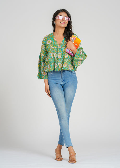Block Printed Cotton Short Top