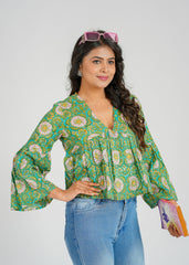 Freesia Block Printed Short Top