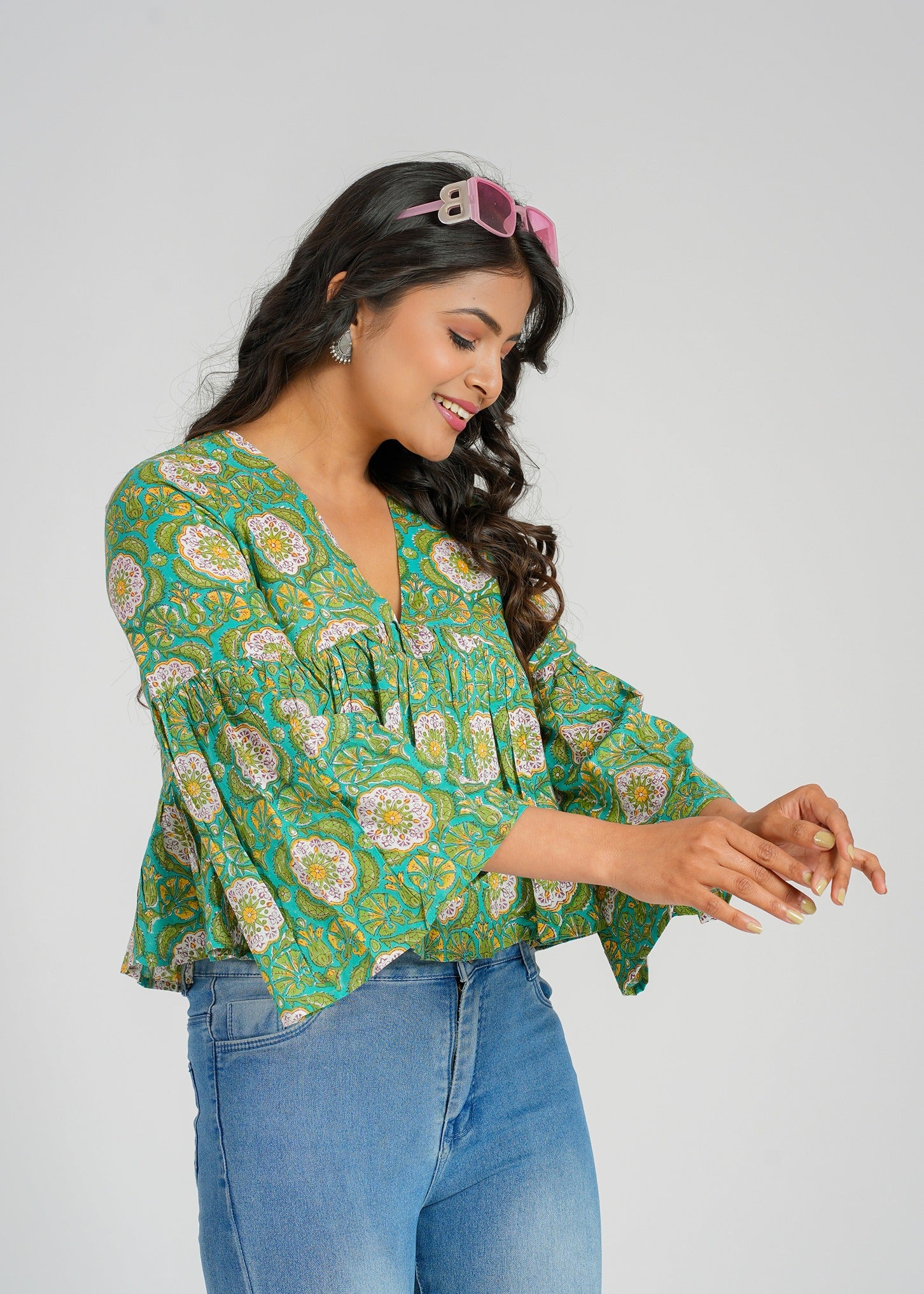 Freesia Block Printed Short Top