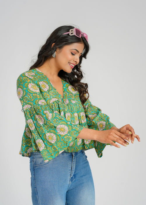 Block Printed Cotton Short Top