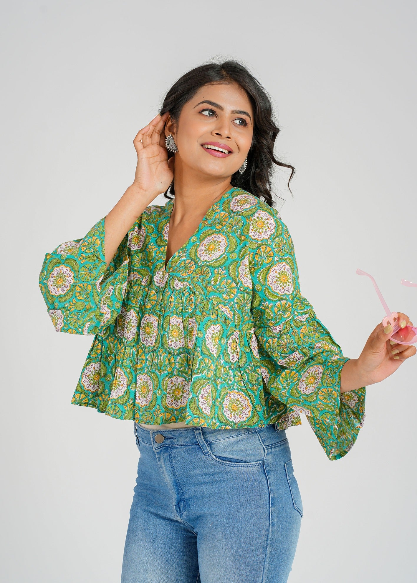 Freesia Block Printed Short Top