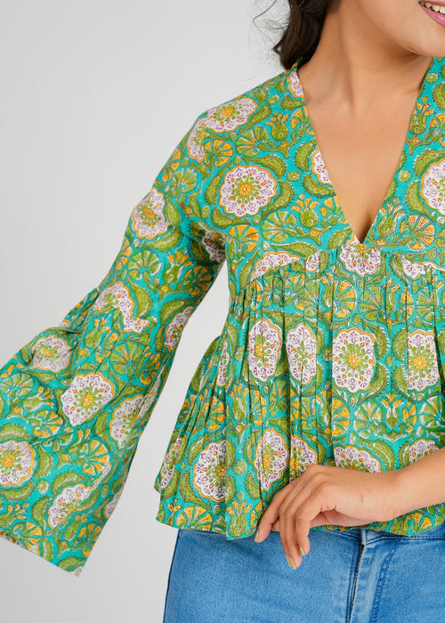 Block Printed Cotton Short Top