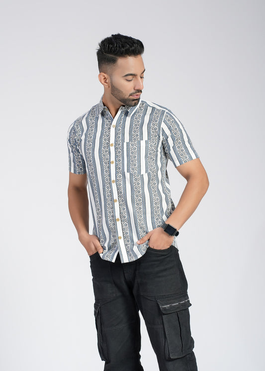 Cotton Block Printed Half Sleeve Shirt