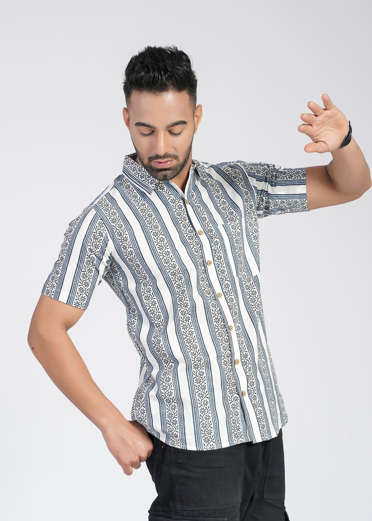 Cotton Block Printed Half Sleeve Shirt