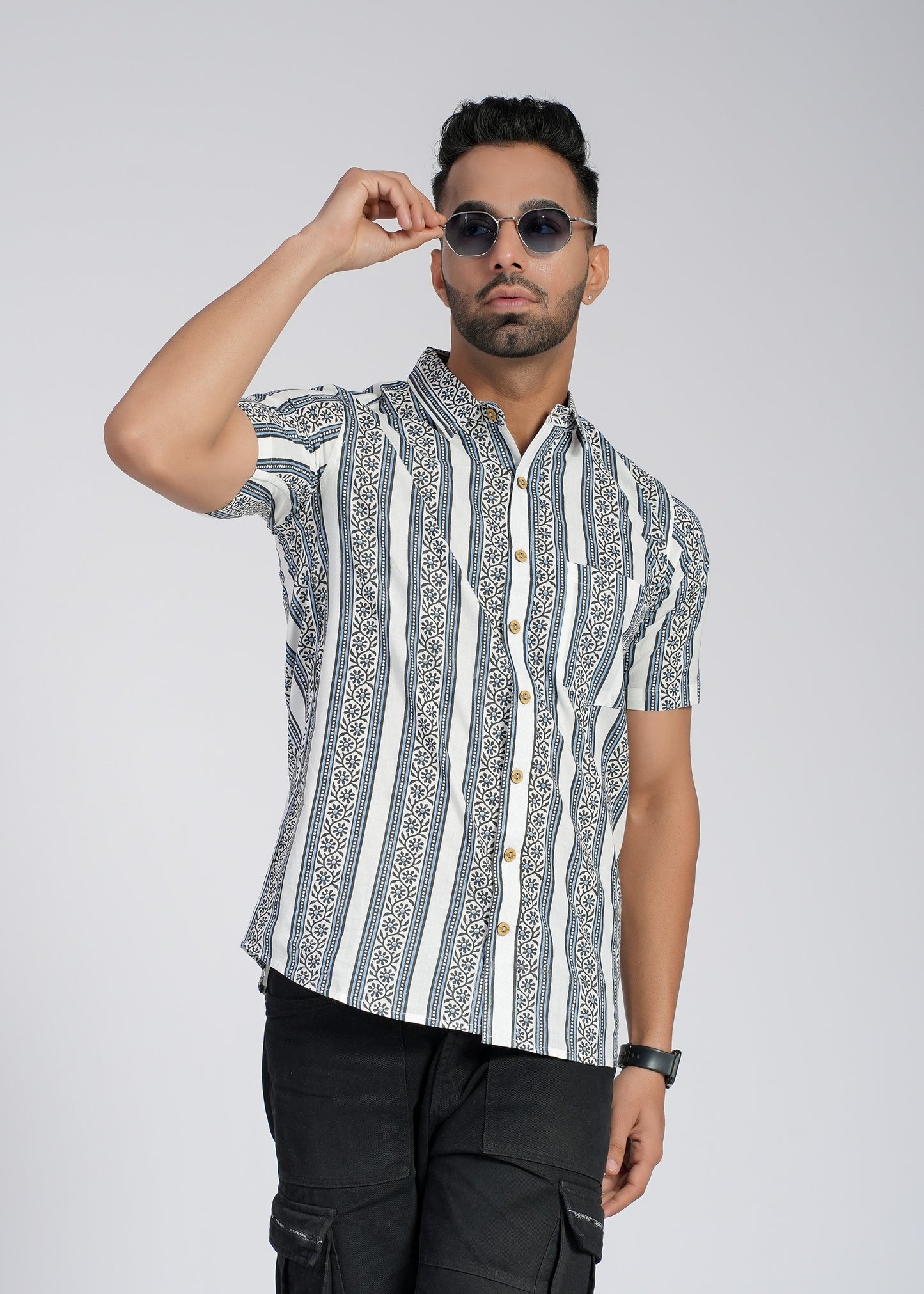 Cotton Block Printed Half Sleeve Shirt
