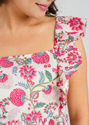 Pink Flora Flutter Short Top