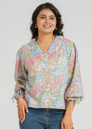 Lace Block Printed Cotton Short Top