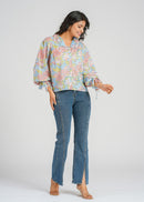 Lace Block Printed Cotton Short Top