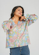 Lace Block Printed Cotton Short Top