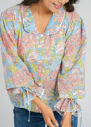 Lace Block Printed Cotton Short Top
