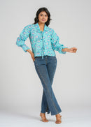 Blue Lagoon Floral Cotton Short Top