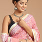 Whimsical Blooms: Pink Floral Print Handwoven Cotton Saree