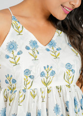 Blue Block Printed Cami Top